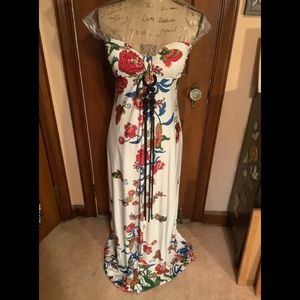 Janice, White Floral Print Sundress, Adjustable Shoulder Straps